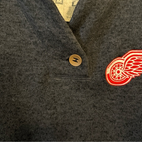 CCM Fleece Womens Grey Detroit Red Wings NHL Hockey Shawl Knit Sweater Large - Picture 4 of 14